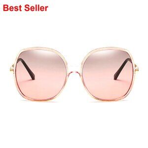 Vintage Oversized Square Sunglasses Plastic Frame UV400 Protection